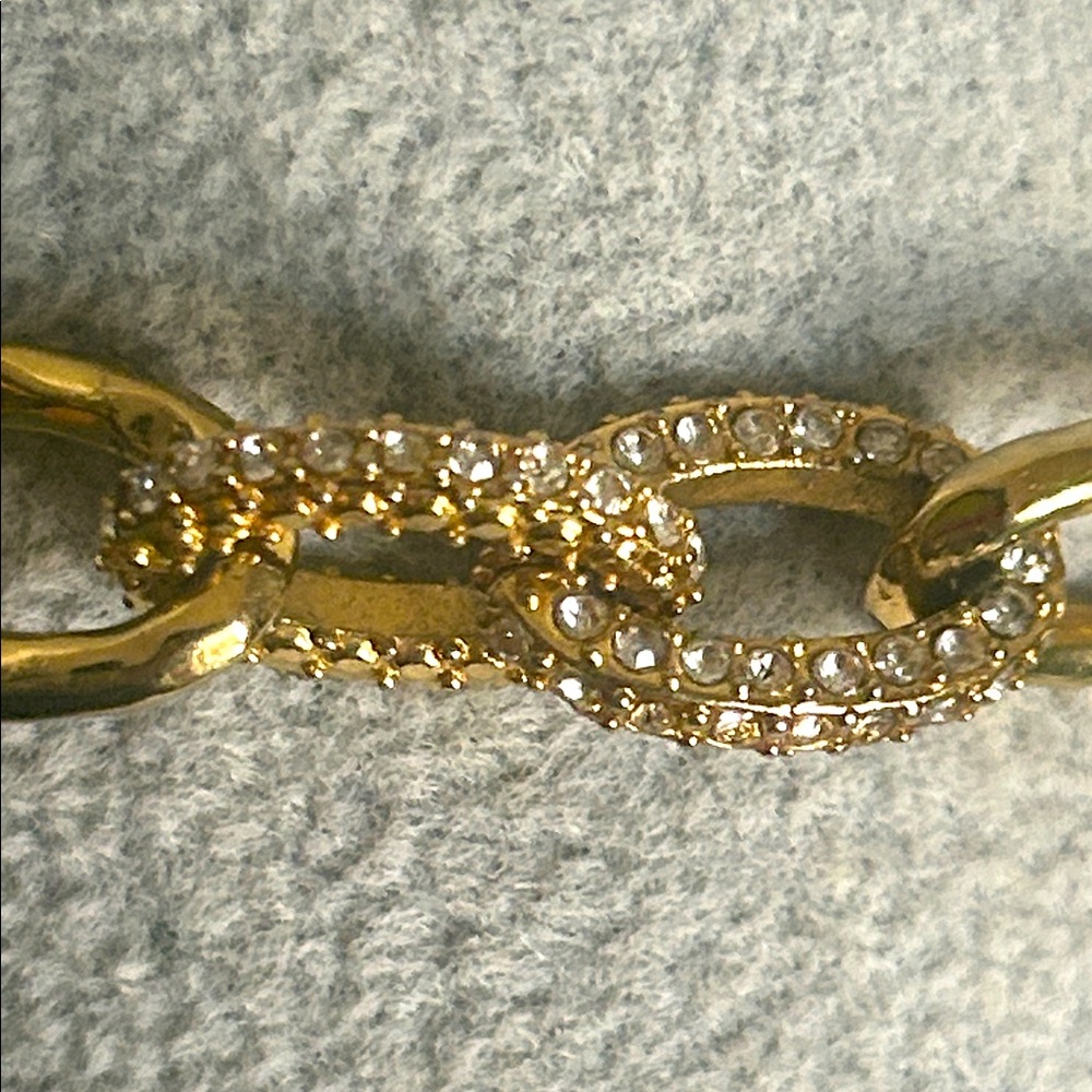 Stella & Dot Gold Tone Pavé Crystal Encrusted Chain Link Bracelet - Picture 2 of 11